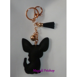 Porte Clé chihuahua en strass noir