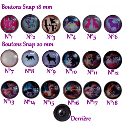 Boutons Snap motifs chiens, chihuahua, yorkshire, spitz