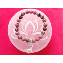 Bracelet chihuahua en perles naturelles Rhodonite Black Line