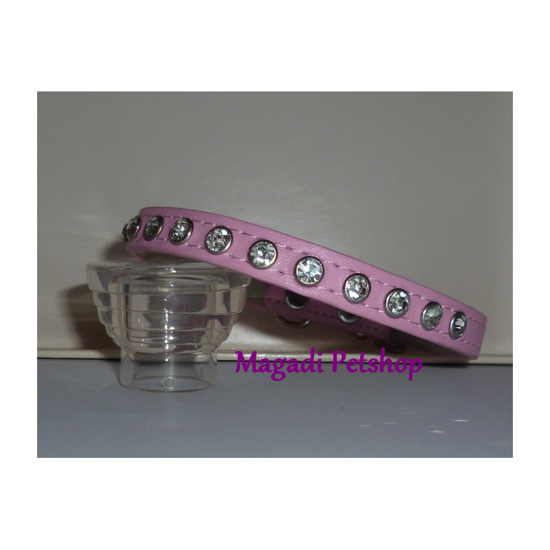 Collier pour chien cristaux de strass rose