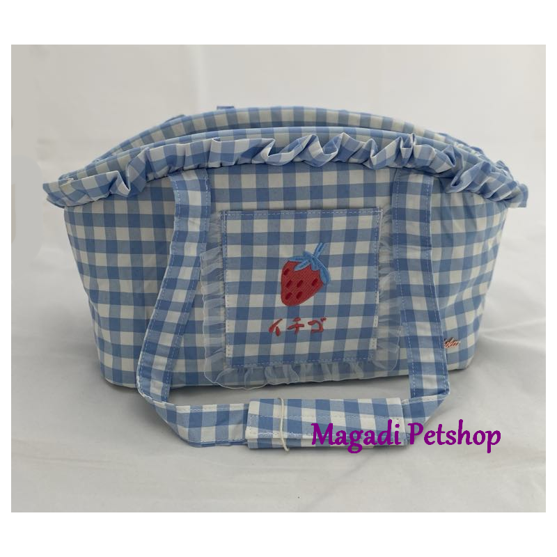 Sac de transport pour chien Vichy Blue Strawberry