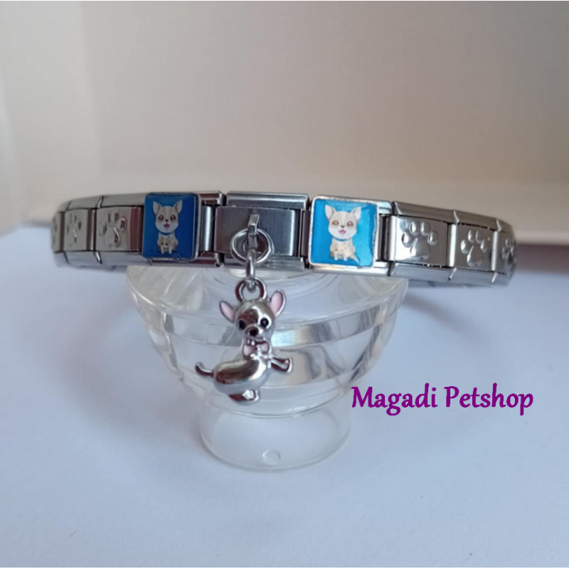 Bracelet à charms chihuahua Bleu