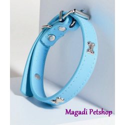 Collier pour chien bleu os