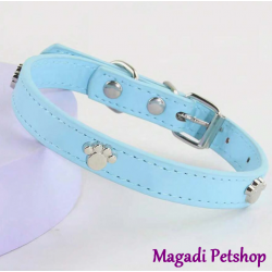Collier pour chien bleu motif patte