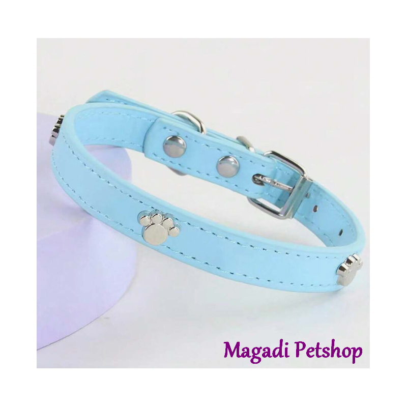 Collier pour chien bleu motif patte Collier pour chien bleu motif patte