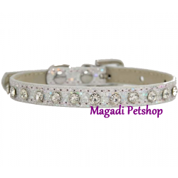 Collier pour chien gris pailleté avec strass
