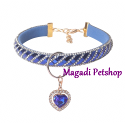 Collier pour chien Bijou Bleu Cœur