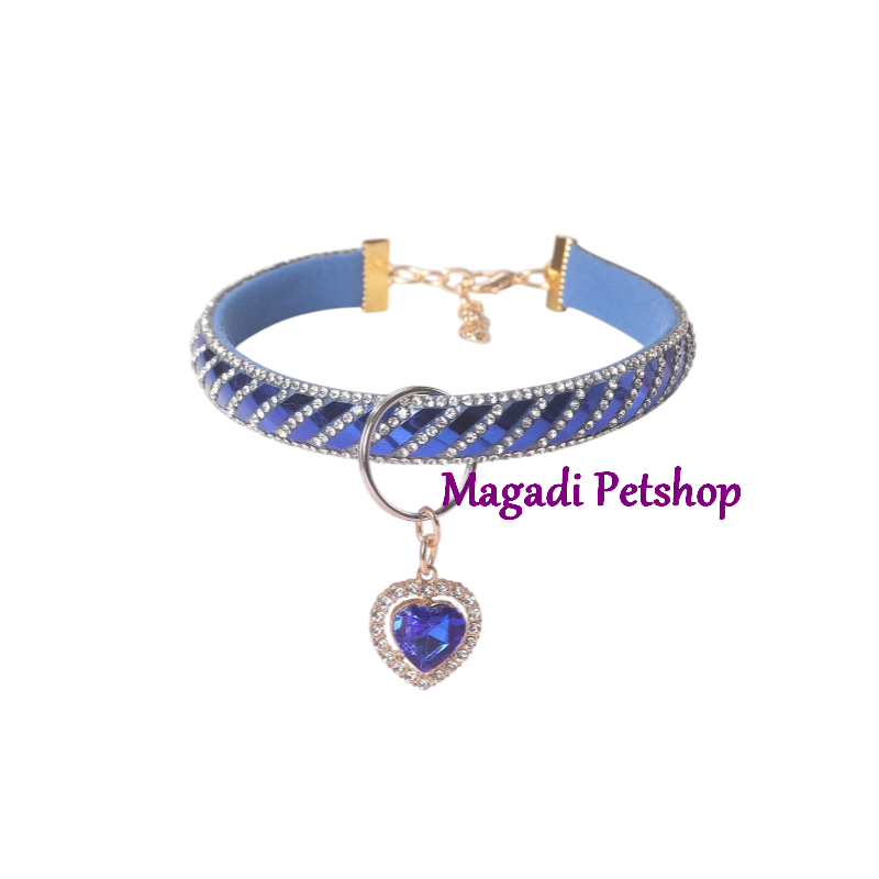 Collier pour chien Bijou Bleu Cœur